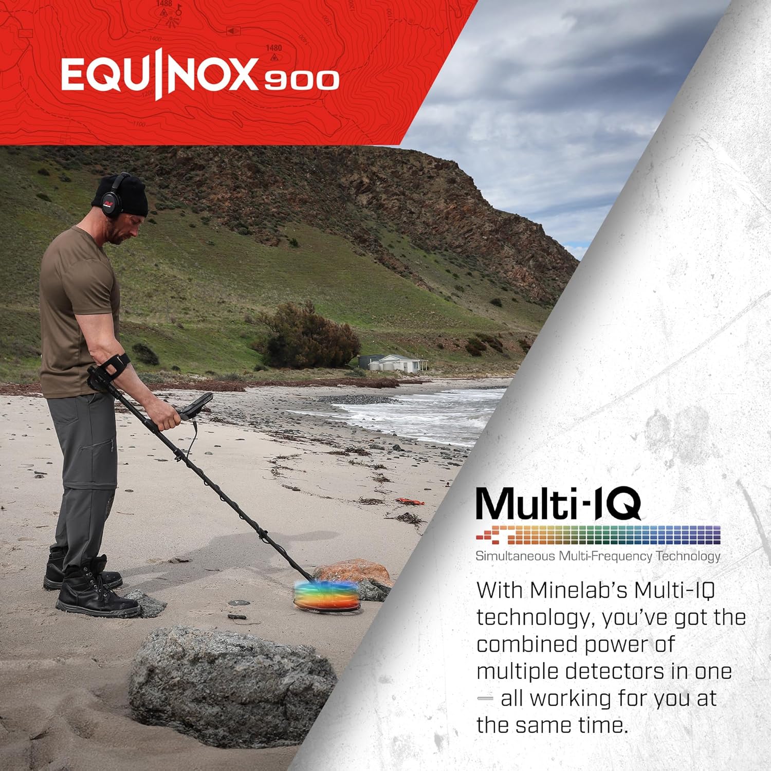 MINELAB EQUINOX 900 Multi-Frequency, Collapsible, Professional Metal Detector Bundle for Adults with EQX 11" & 6” Waterproof Double-D Coils, PRO-FIND 40 Advanced Pinpointer & Handheld Carry Bag