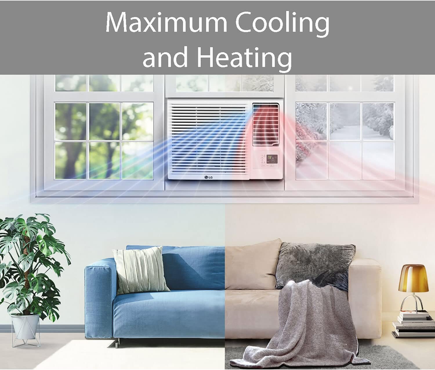 LG 23,000 BTU 230V Window-Mounted Air Conditioner with 9,200/11,200 BTU Supplemental Heat Function