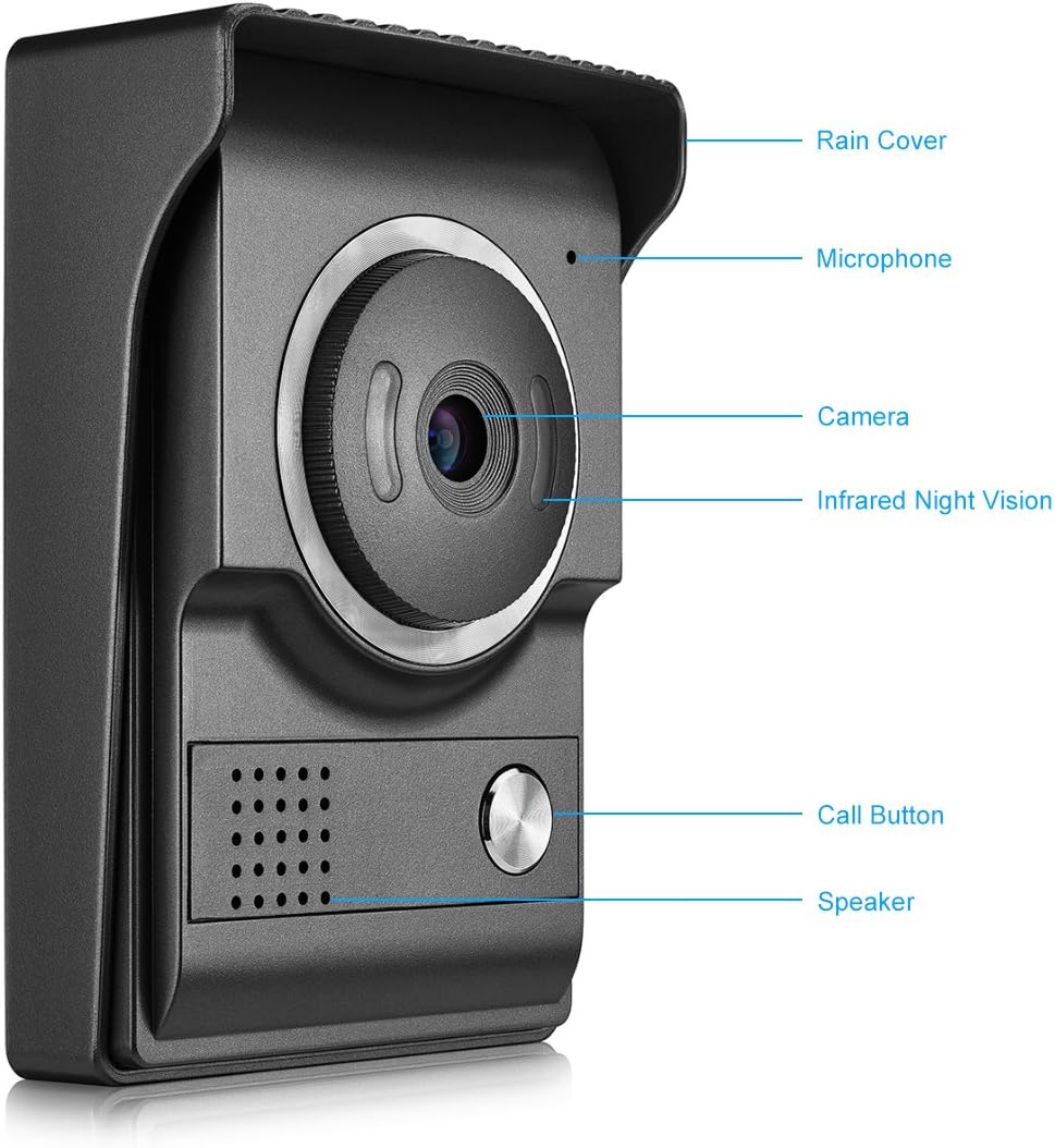 AMOCAM Video Intercom System, Wired 7 Inches Monitor Video doorphone Doorbell System,Video Door Phone HD Camera Kits Support Unlock, Monitoring, Dual-Way Intercom for Villa House Office Apartment