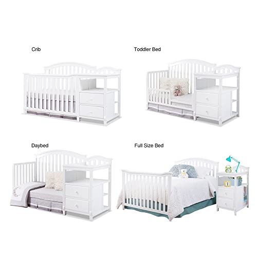 SORELLE FURNITURE Berkley Round Top Crib, Classic 4-in-1 Convertible Crib, Made of Wood, Non-Toxic Finish, Wooden Baby Bed, Toddler Bed, Child’s Daybed and Full-Size Bed, Nursery Furniture-Gray