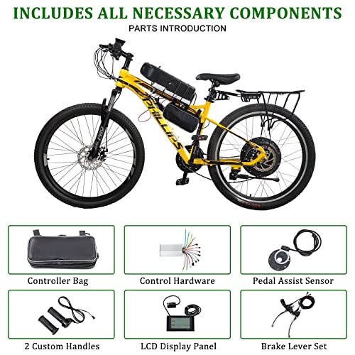 Ktaxon Electric Bike Conversion Kit, 48V 1000W Ebike Conversion Kit, 26" Front/Rear Wheel E-Bike Conversion Kits with PAS, LCD Display, Aluminum Alloy Frame and Gearless Hub Motor