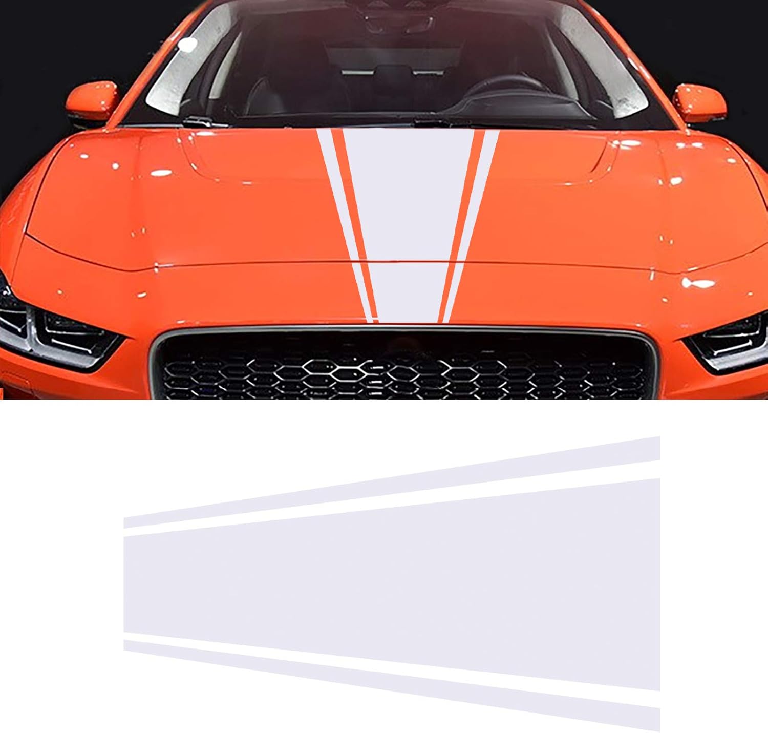 LANZMYAN Car Hood Decal Sticker DBS008 Universal Hood Racing Body Side Vinyl Modified Stripe Exterior Decal Decoration White Pack of 2