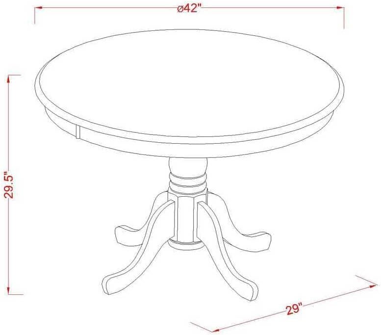 Natural Beauty 5 Piece Dining Set includes A Round Kitchen Table with Pedestal and 4 Chairs, Mahogany