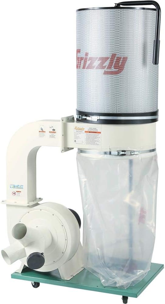 Grizzly G0548ZP 2 HP Canister Dust Collector with Aluminum Impeller - Polar Bear Series
