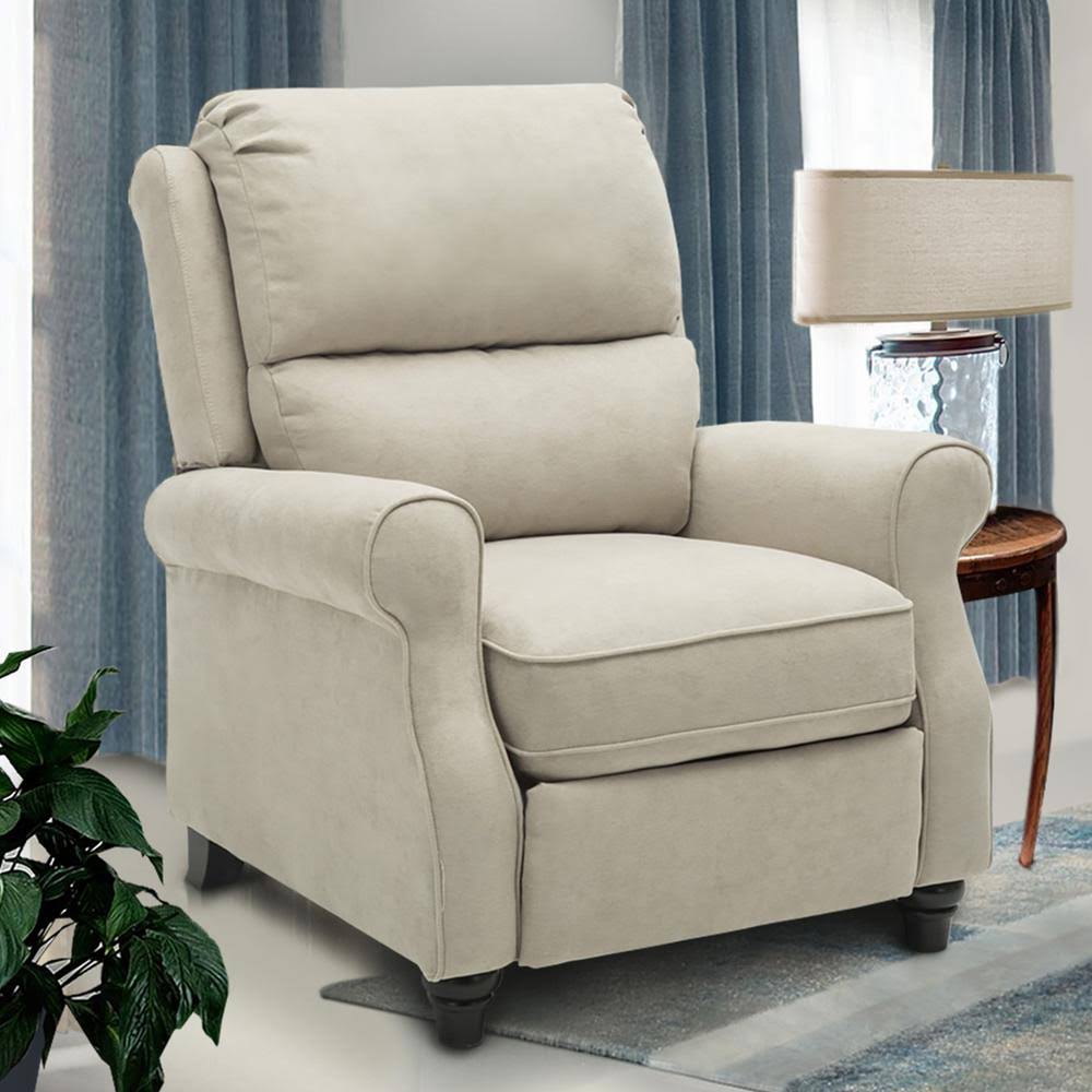 Good u0026 Gracious Plush Recliner Chair Overstuffed Comfort with Sturdy Frame Manual Push Back Recline-Buff