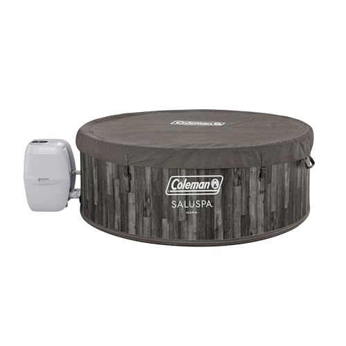Coleman SaluSpa Napa AirJet 2 to 7 Person Inflatable Hot Tub Round Portable Outdoor Spa with 180 Soothing Jets with Cover, Gray