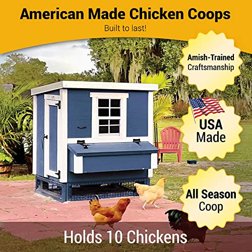 OverEZ Classic Medium Chicken Coop for up to 10 Chickens - Nesting Box - Large Bird, Poultry and Hen House, Made in USA