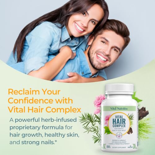 Vital Hair Complex -Hair Growth Vitamins for Women and Men -Biotin & Vitamin B -Hair Growth Supplement for Healthy Hair Skin & Nails -Hormone & Gluten Free -Hair Vitamins for women