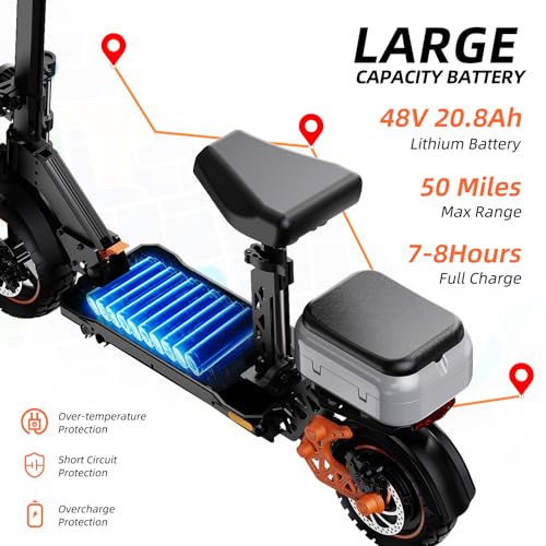 Ruitoo® Electric Scooter, 1000W/1600W/5600W Motor, Off Road Electric Scrooter Adults, 27/32/34/47Mph Top Speed, 28/35/44/50/53 Miles Max Range, Foldable E-Scooter Support Return