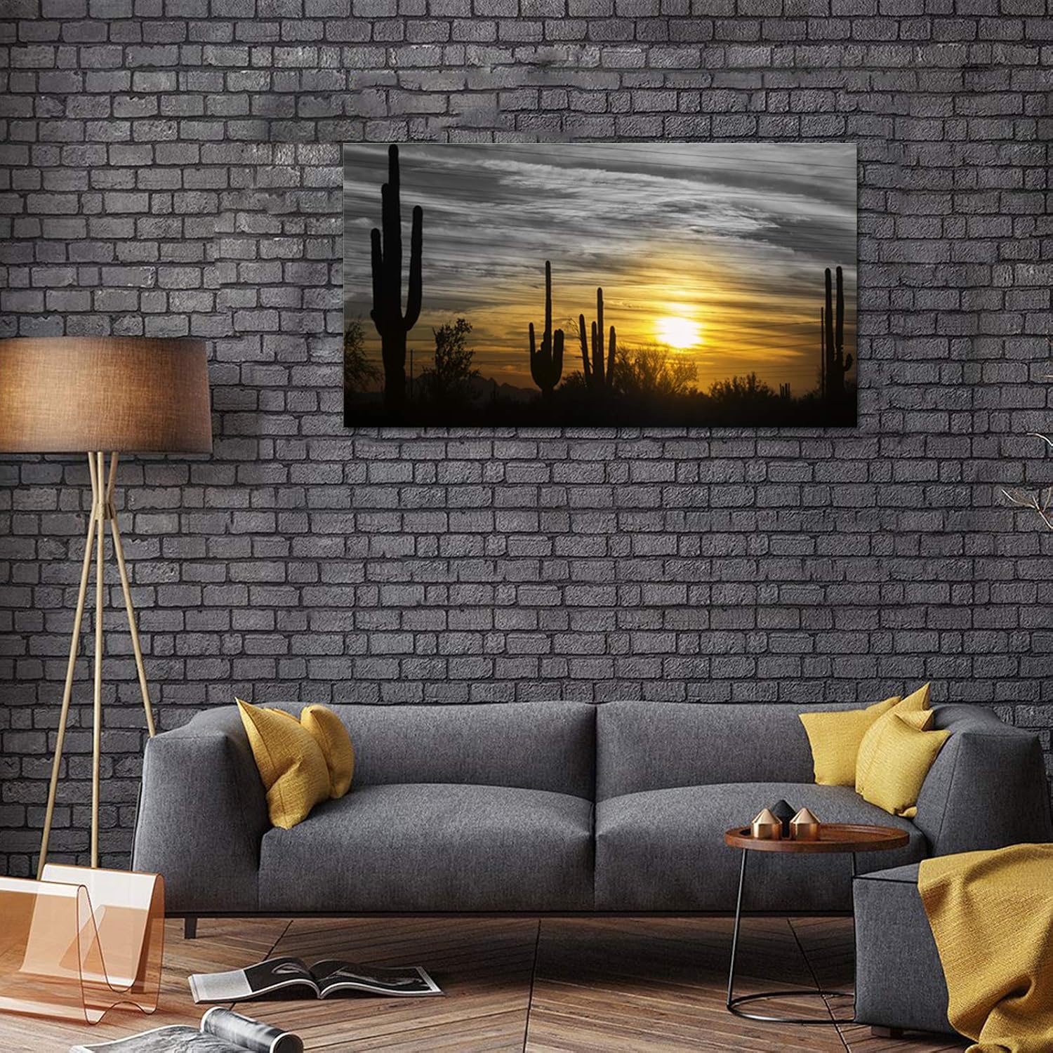 Artsbay Landscape Wall Art Sunset in Arizona Sonoran Desert Nature Landscape Saguaro Cactus Pictures Modern USA Southwest Scenery Home Decor Art Canvas Print Artwork for Living Room Ready to Hang