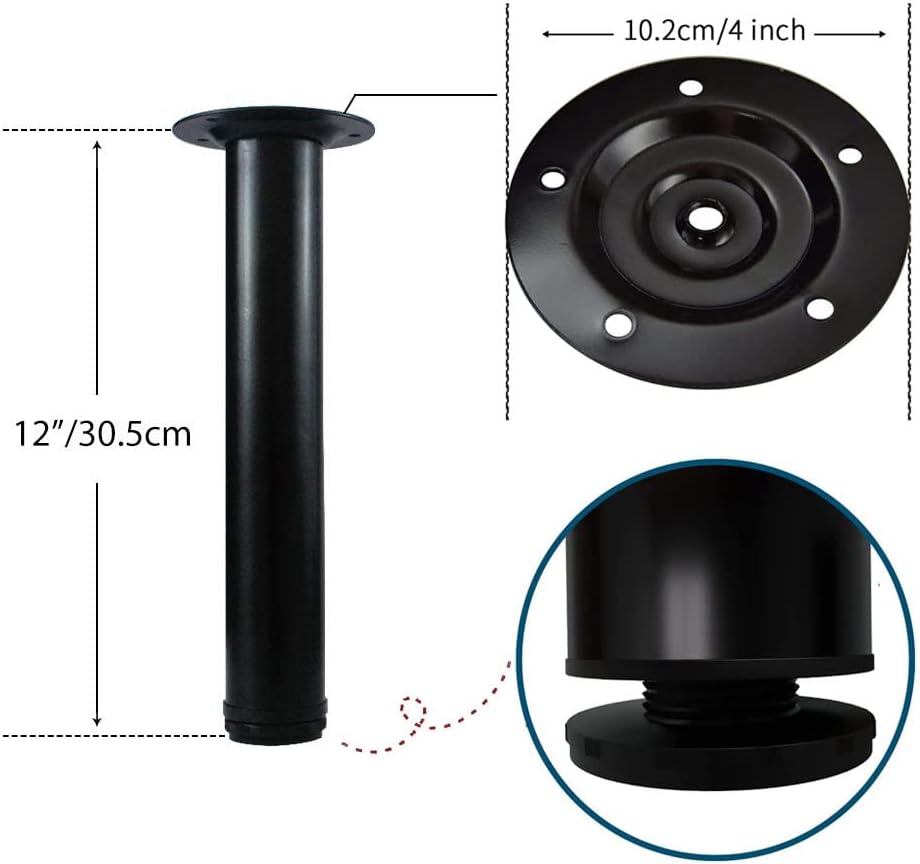 28 Inch Adjustable Table Legs, Black Legs for Desk, Sturdy Pipe Table Legs for Dining Table, Computer Table, ( Set of 4 )