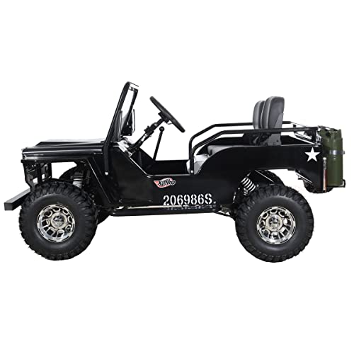 X-PRO Ranger 125 125cc Go Kart with 3-Speed Semi-Automatic Transmission w/Reverse, Big 18" Aluminium Rim Wheels! LED Headlights, with Windshield and Spare Tire！ (Army Green)