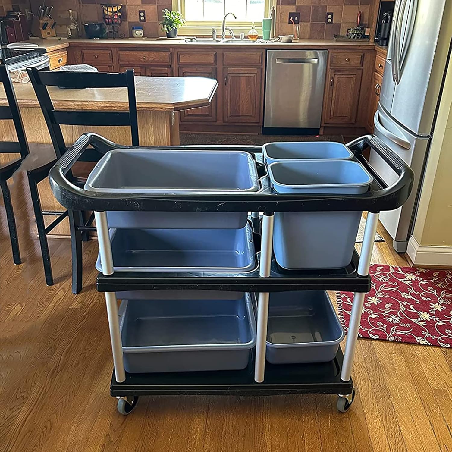 Storage Cart 3 Tier Heavy Duty Commercial Grade Utility Cart,Carts with Wheels,Multi-Function Mobile Shelving Unit Organizer for Hotel,Restaurant,Kitchen, Bedroom,Laundry Room (Size : 41"x37")