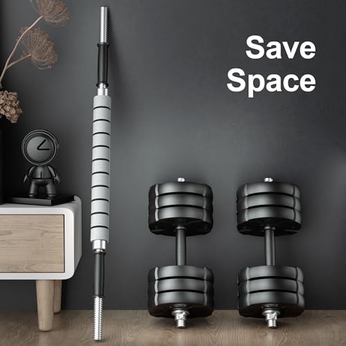 Heavy Adjustable Dumbbell Barbell Set - RUNWE 100 90 70 50 lb Weight set for Option, Metal Dumbbell Grip and Barbell Bar, 1" Center Hole Weight Plate, 3-in-1 Adjustable dumbbell, Barbell and Push-up Stand