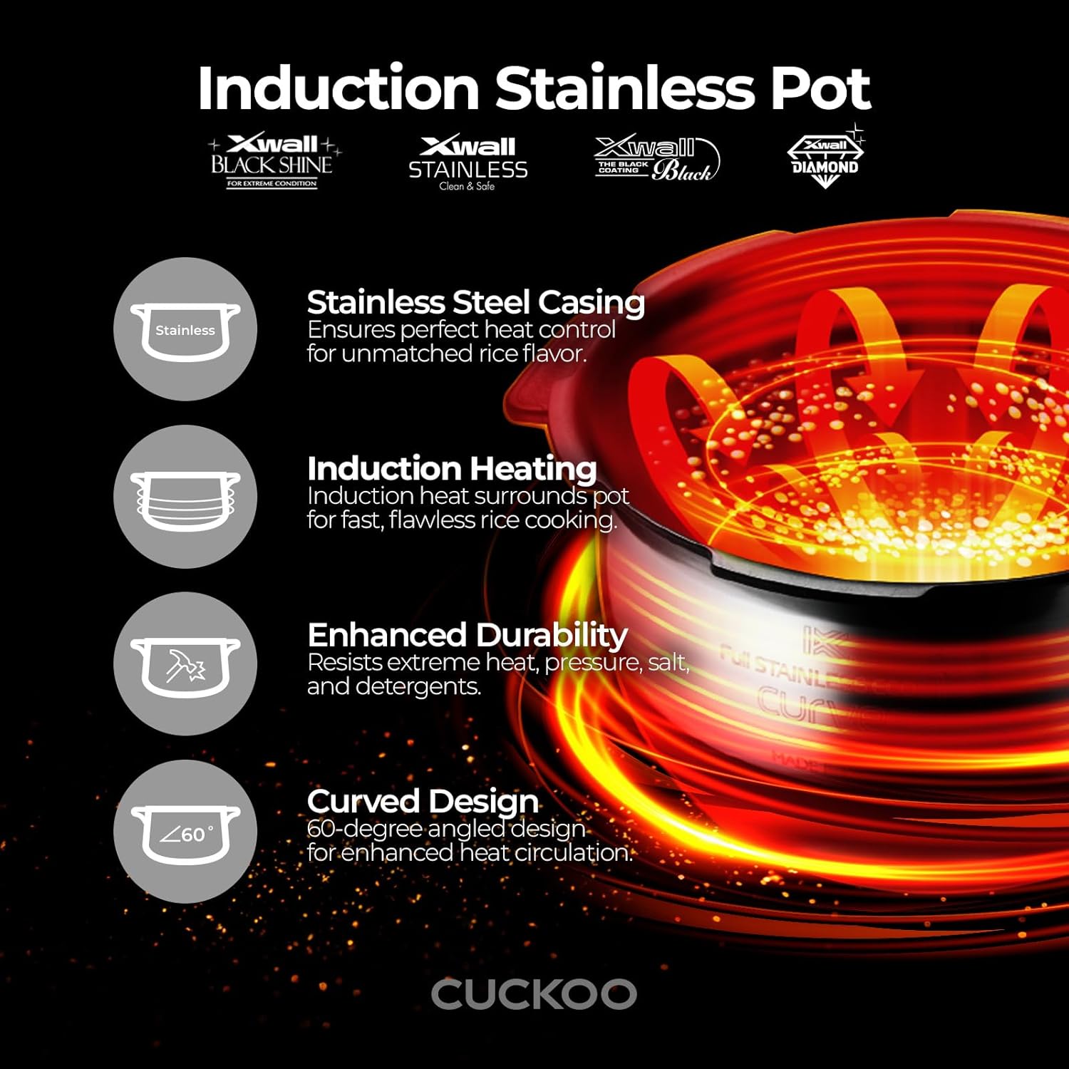 CUCKOO CRP-EHSS0309FG | 3-Cup (Uncooked) Induction Heating Pressure Rice Cooker | 15 Menu Options, Auto-Clean, Voice Guide, Made in Korea | Gold