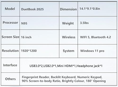16 Inch Gaming Laptop, Laptop Computer 2025 Windows 11 Pro, 16GB RAM 512GB SSD, Intel 12th Gen N95 Processor(up to 3.4GHz), Backlit Keyboard, Fingerprint Unlock, FHD 1920 * 1200