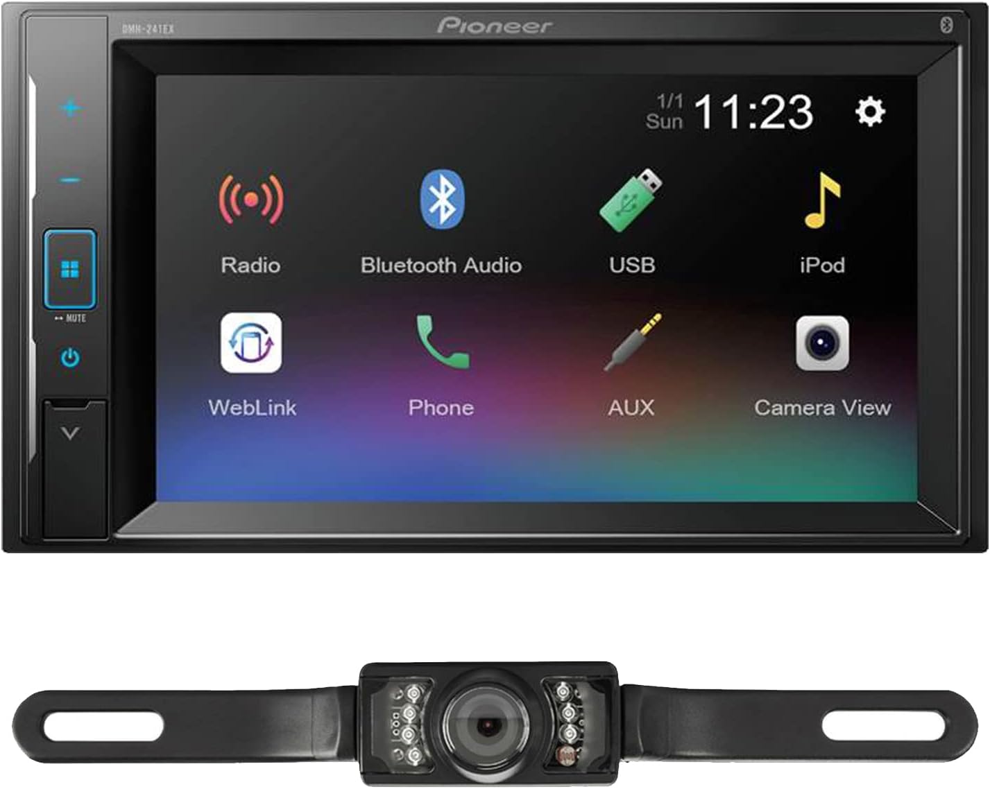 Pioneer DMH-241EX Digital Multimedia Receiver (Does not Play Discs) Bundled with + (1) License Plate Style Backup Camera