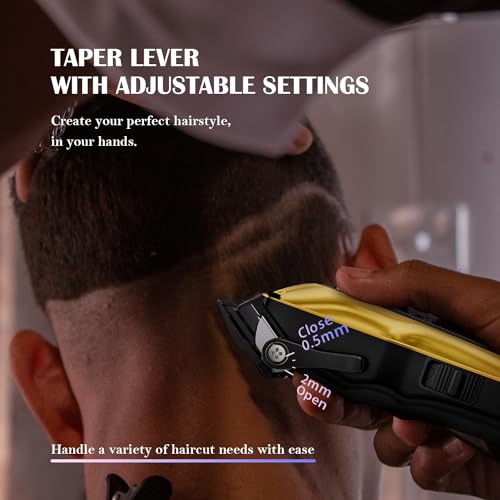 Professional Hair Clippers for Men - High Torque Brushless Motor & Detachable Blade - Cordless Hair Trimmer Set for Barbers with Charging Base - Premium Hair Clipper Kit - Silver