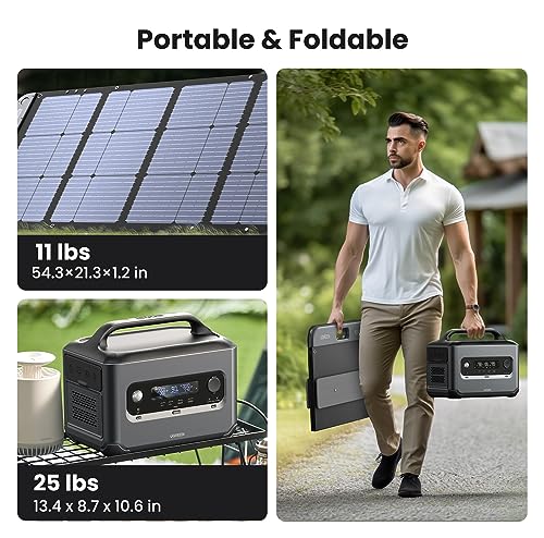 UGREEN Portable Power Station PowerRoam 1200, 1024Wh Solar Generator, LiFePO4 Battery, 1.5H Fast Charging, 1200W AC Outlets, Generators for Outdoor Camping/Home Backup/RVs (Solar Panel Optional)