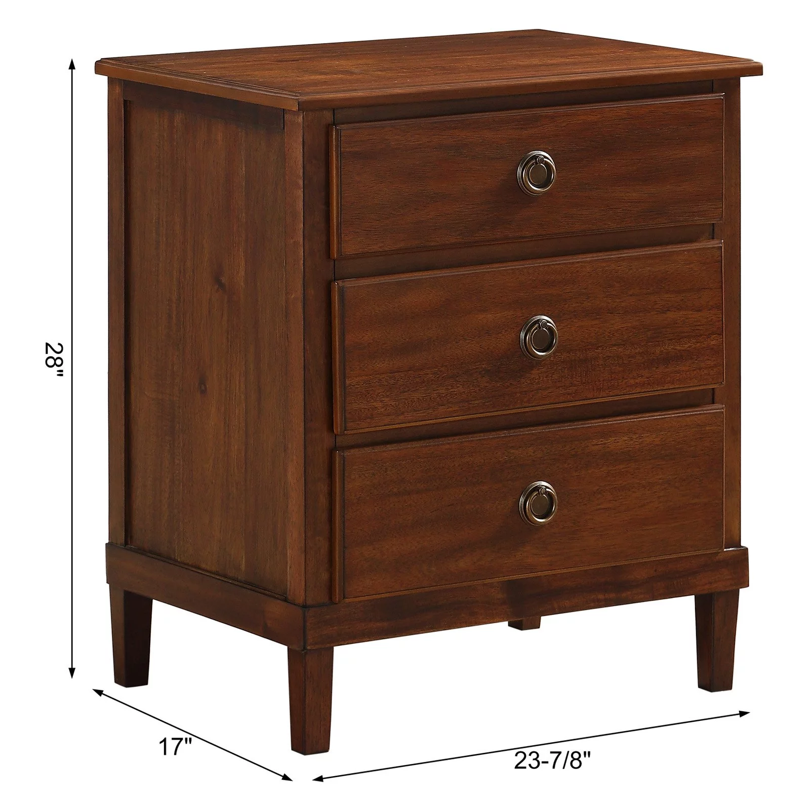 Comfort Pointe Cambridge Brown Finished Wood 3-Drawer Nightstand
