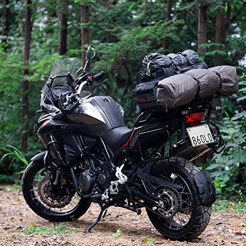 HUNTVP 40-60L Motorcycle Seat Bag Motorcycle Tail Bag Shoulder Bag Travel Luggage Bags Motorbike Rear Tack Truck Bag Storage Bags with Rain Cover (Black 40-60L)