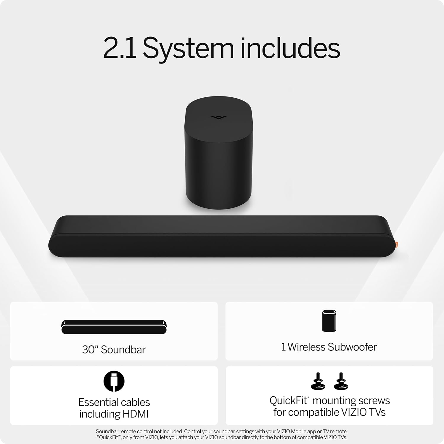 VIZIO 2.1 Soundbar, Wireless Subwoofer w/Dolby Atmos, DTS:X, Bluetooth – SV210M-0808 (New, 2024 Model)