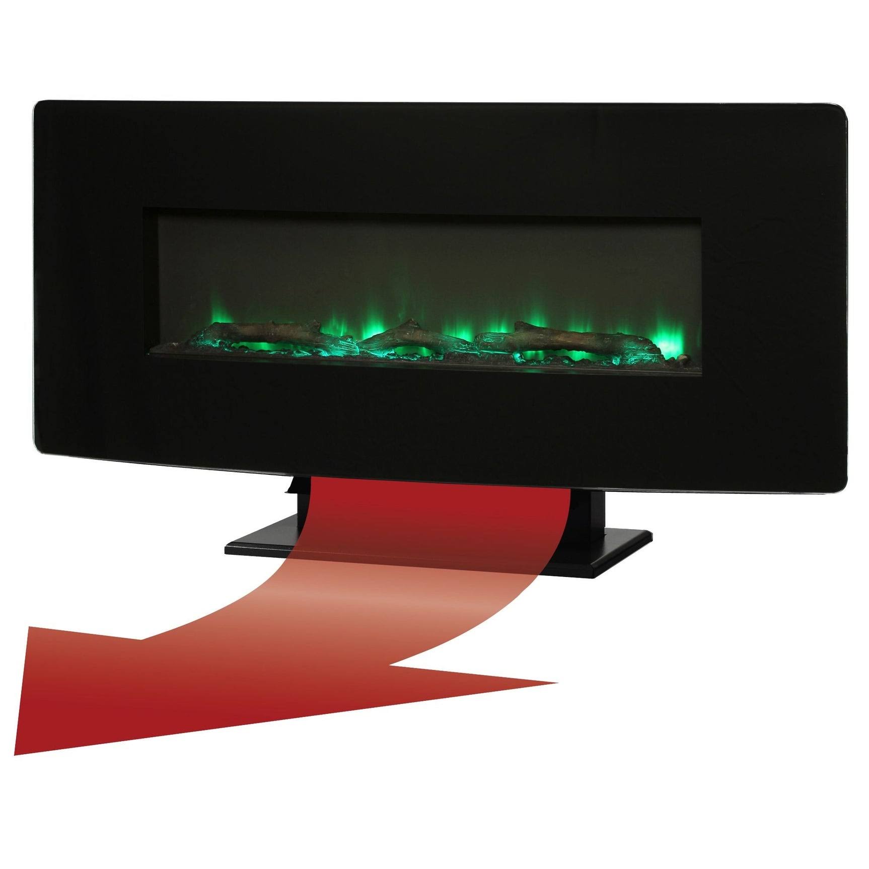 Muskoka 36 in. Curved Front Wall Mount Fireplace, Black Glass
