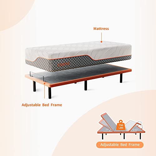 Split King Adjustable Bed Frame with Mattress - 14” Luxury Hybrid Mattress, Smart APP Contorl, Massage, Zero Gravity, Anti-Snore, 5 Minutes Installation, Head and Foot Incline, Medium Soft, Split King