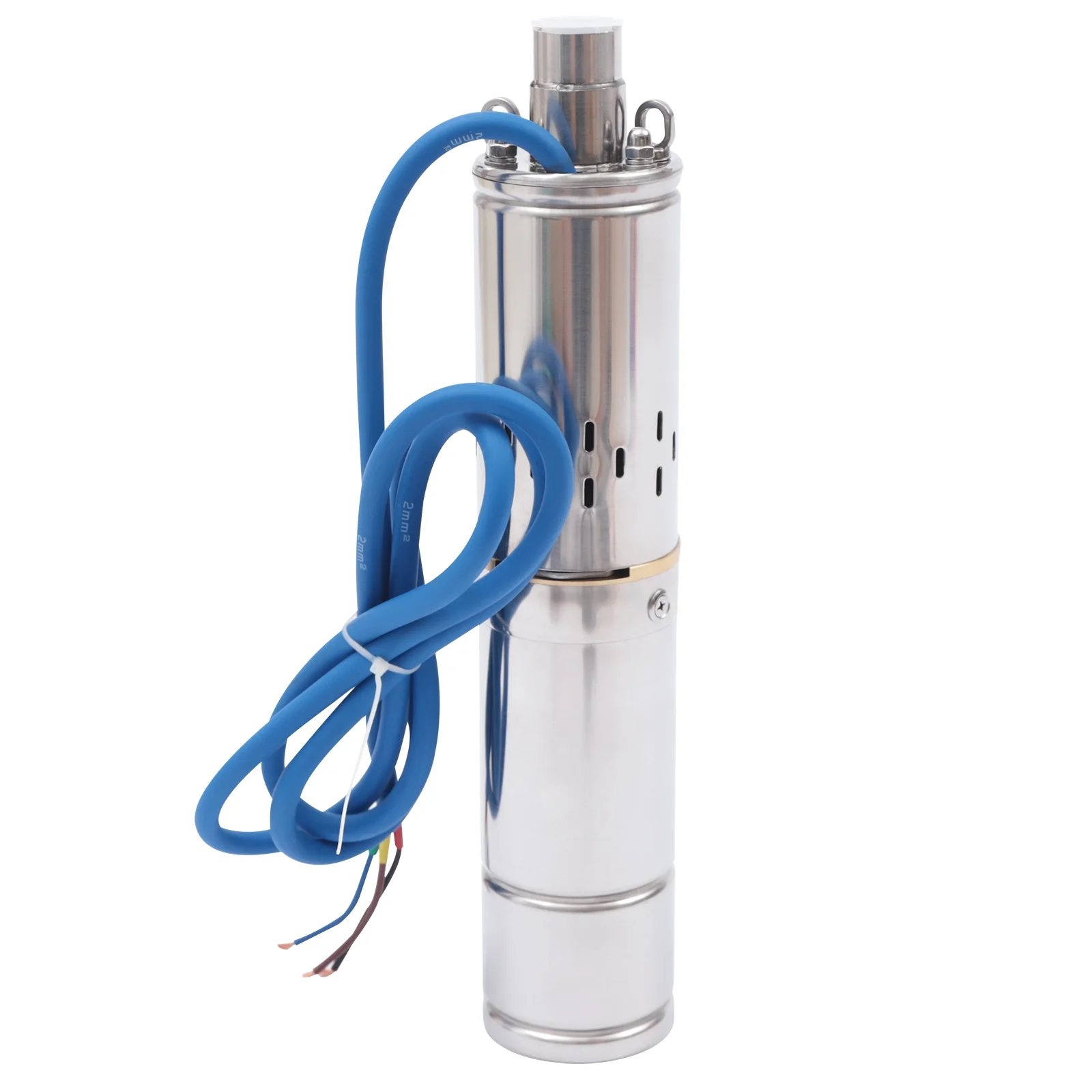 Loyalheartdy Deep Well Submersible Pump, 3" Stainless Steel Solar Water Pump Permanent Magnet Brushless DC Motor w/Controller 262'