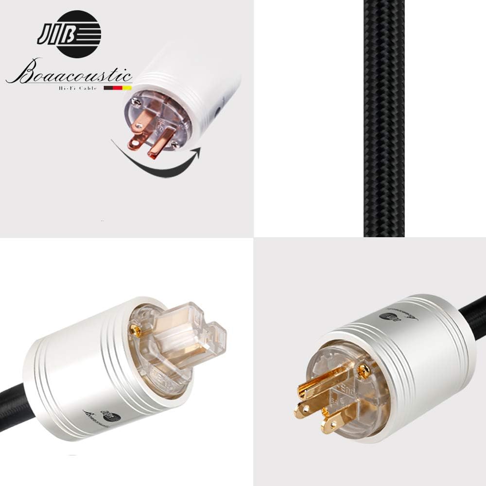 JIB Boaacoustic 4N OFC HiFi Power Cord, Male to Female Power Cable,US Plug for Subwoofer, Amplifier, DV/AV - 3ft/1M