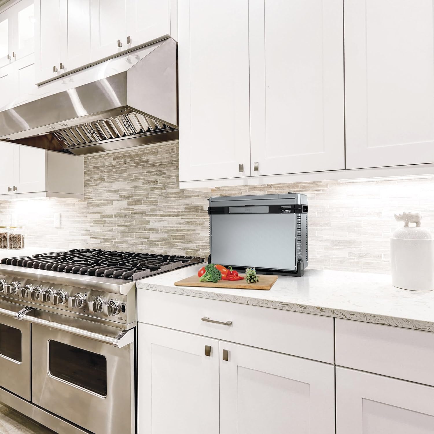 Ninja FT205CO Digital Air Fry Pro Countertop 10-in-1 Oven w/Extended Height, XL Capacity, Flip Up & Away Storage, with Air Fry Basket, Sheet Pan, Broil Rack, Wire Rack & Crumb Tray, Silver (Renewed)