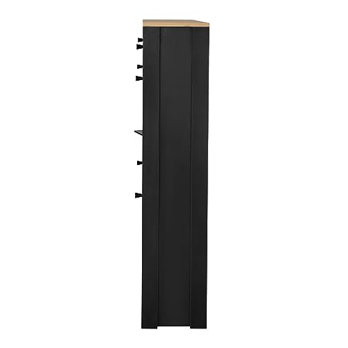 Knocbel Entryway Narrow Shoes Cabinet with 2 Adjustable Shelves and Top Drawer, Entrance Hallway Foyer Freestanding Storage Organizer Unit 12 Pairs Shoe Rack (Black)