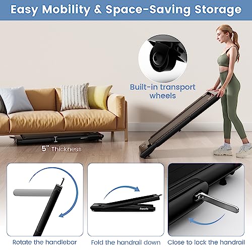 Goplus 2 in 1 Under Desk Treadmill, 2.25HP Superfit Folding Treadmill with Touch Panel Control, App Control, Remote Control, Bluetooth Speaker, Foldable Walking Treadmills for Home Office