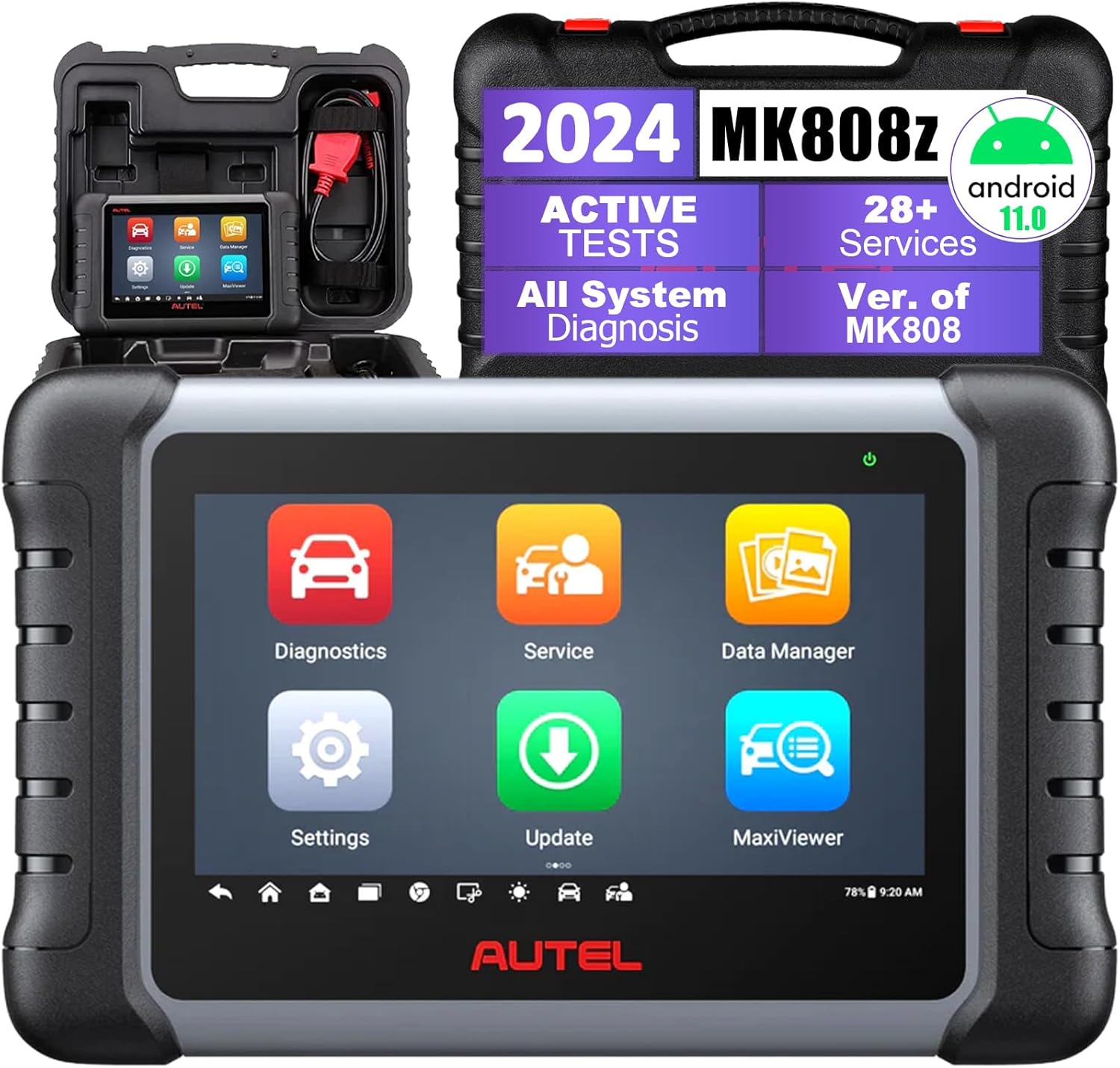 Autel Scanner MaxiCOM MK808Z - 2024 Bidirectional Tool Updated of MX808/MK808, Same As MK808S MX808S, Alternative MX900 All System Diagnostic Tool, 28+ Service, Active Testing Scanner
