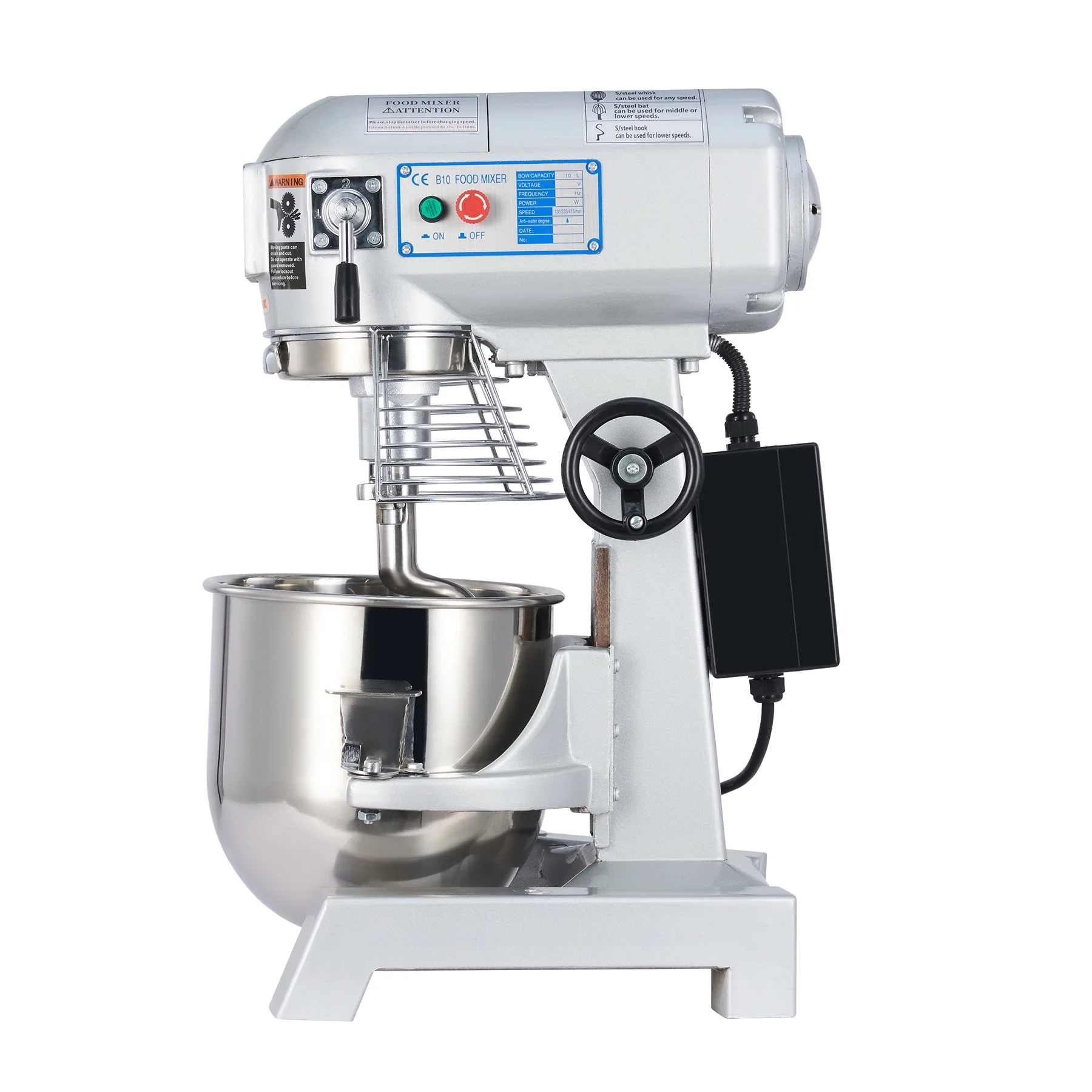 Preenex 10Qt Commercial Stand Mixer 600W Electric Food Mixing Machine with 3 Attachment