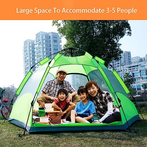 3-5 Person Tent - Instant Pop Up Camping Tent Easy Setup Automatic Hydraulic Water Resistant with Rain Fly Portable Lightweight Great for Outdoor Beach Backpacking Hiking(Blue)