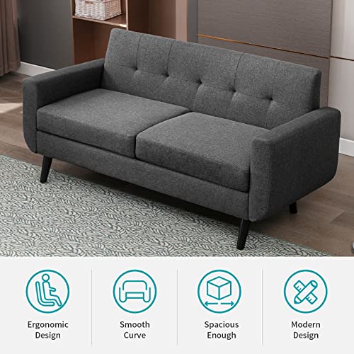 BALUS 68" W Sofa Couch, Upholstered Loveseat Sofa, Mid Century Modern Couch Button Tufted 2 Seater Love Seat Sofa for Living Room/Bedroom/Apartment/Small Space, Easy Assembly
