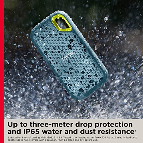 SanDisk 2TB Extreme Portable SSD - Up to 1050MB/s, USB-C, USB 3.2 Gen 2, IP65 Water and Dust Resistance, Updated Firmware - External Solid State Drive - SDSSDE61-2T00-G25