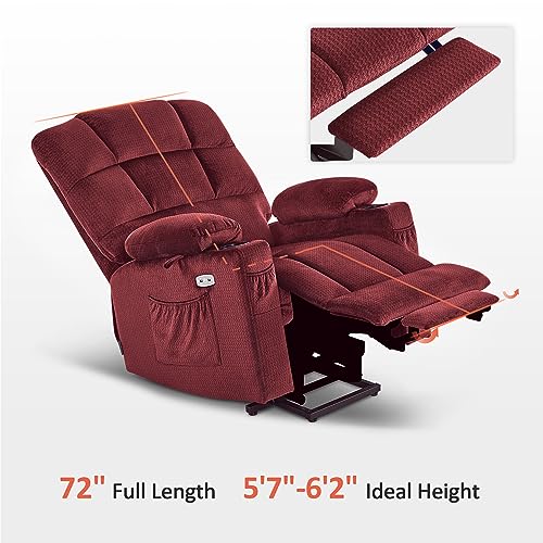 MCombo Large Dual Motor Power Lift Recliner Chair for Elderly, Massage and Heat, Lay Flat, Zero Gravity, Home Button, USB Port, Fabric 7680 (Large, Beige)