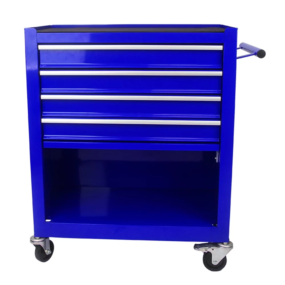 4 Drawers Rolling Tool Chest Cabinet with Wheels, Tool Storage Cabinet and Tool Box Organizer for Garage Warehouse Workshop, Blue