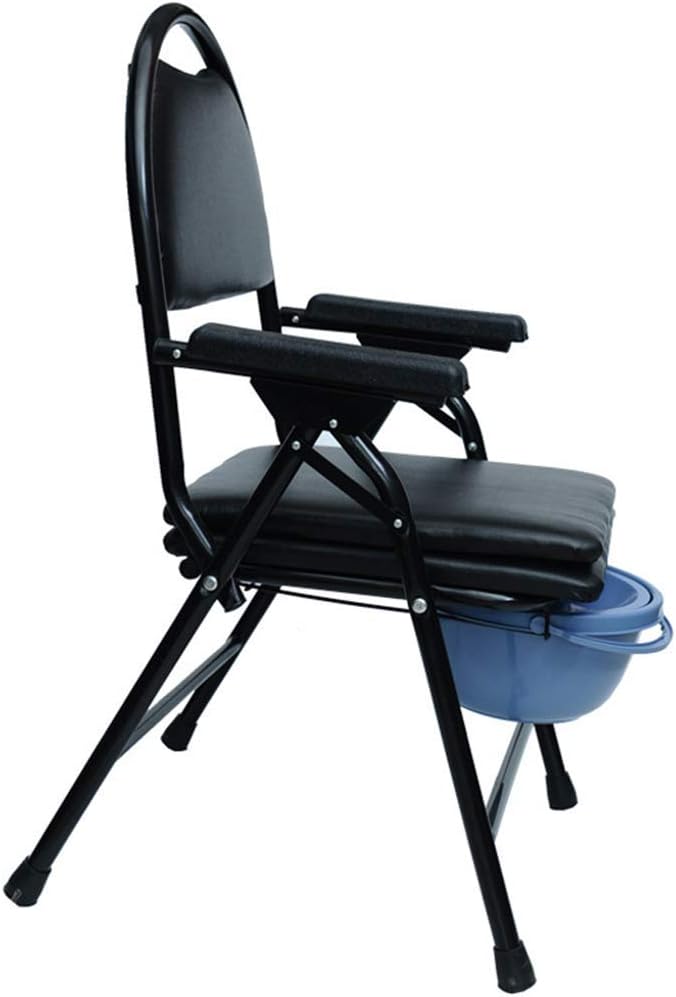 KOHARA Folding Commode Chair Bedroom Toilet Seat for Adults, Handicap, Elderly Disabled Portable Toilet Chair Stool Safety Frame Rails Bedside Shower Chair