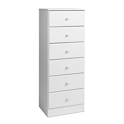 Prepac Sonoma 6 Drawer Dresser for Bedroom, Tall Chest of Drawers, Bedroom Furniture, Clothes Storage and Organizer, 19" D x 23.25" W x 52.75" H, Black