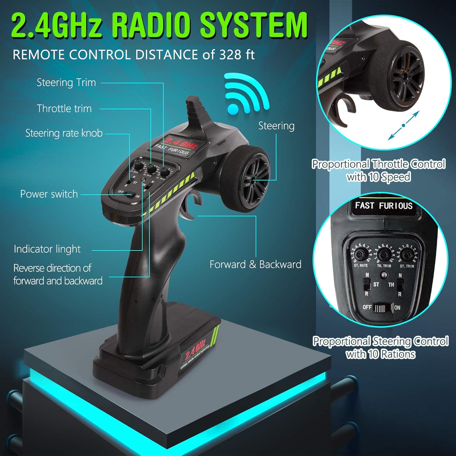 RC Cars, 1/18 Scale High-Speed Remote Control Car for Adults Kids, 40+ kmh 4WD 2.4GHz Off-Road Monster RC Truck, All Terrain Electric Vehicle Toy Boy Gift with 2 Batteries for 40+ Min Play