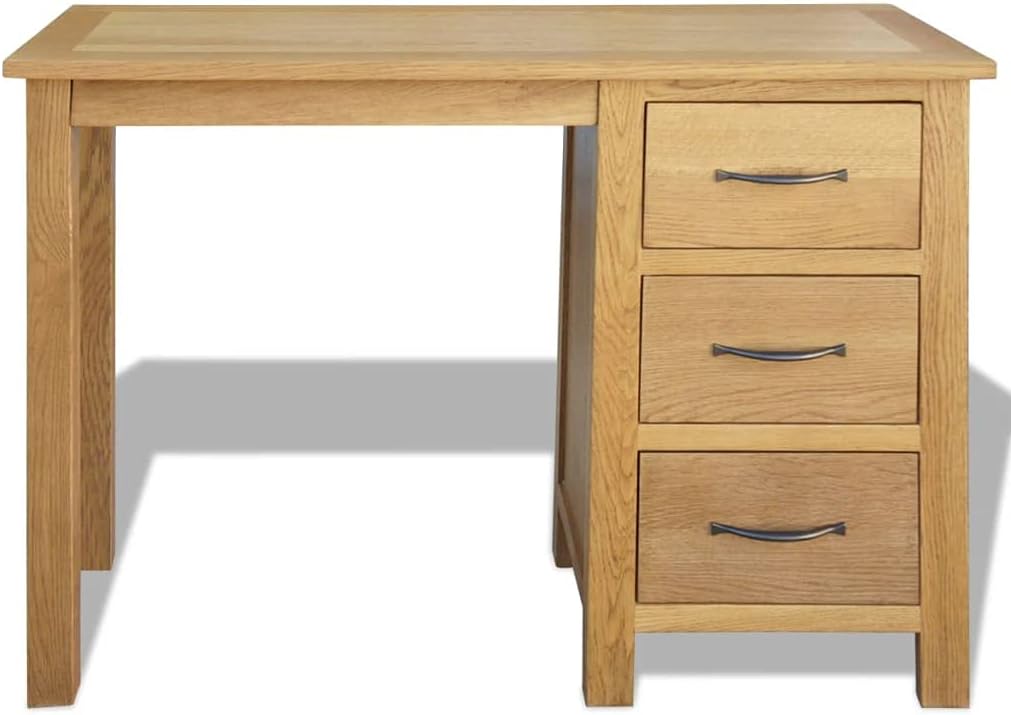 Desk with 3 Drawers,Writing Desk with Drawers,Simple Desk,Computer Desk,Home Office Desks,Studio Desk,for Home Office Workstation,Solid Oak Wood 41.7"x15.7"x29.5"