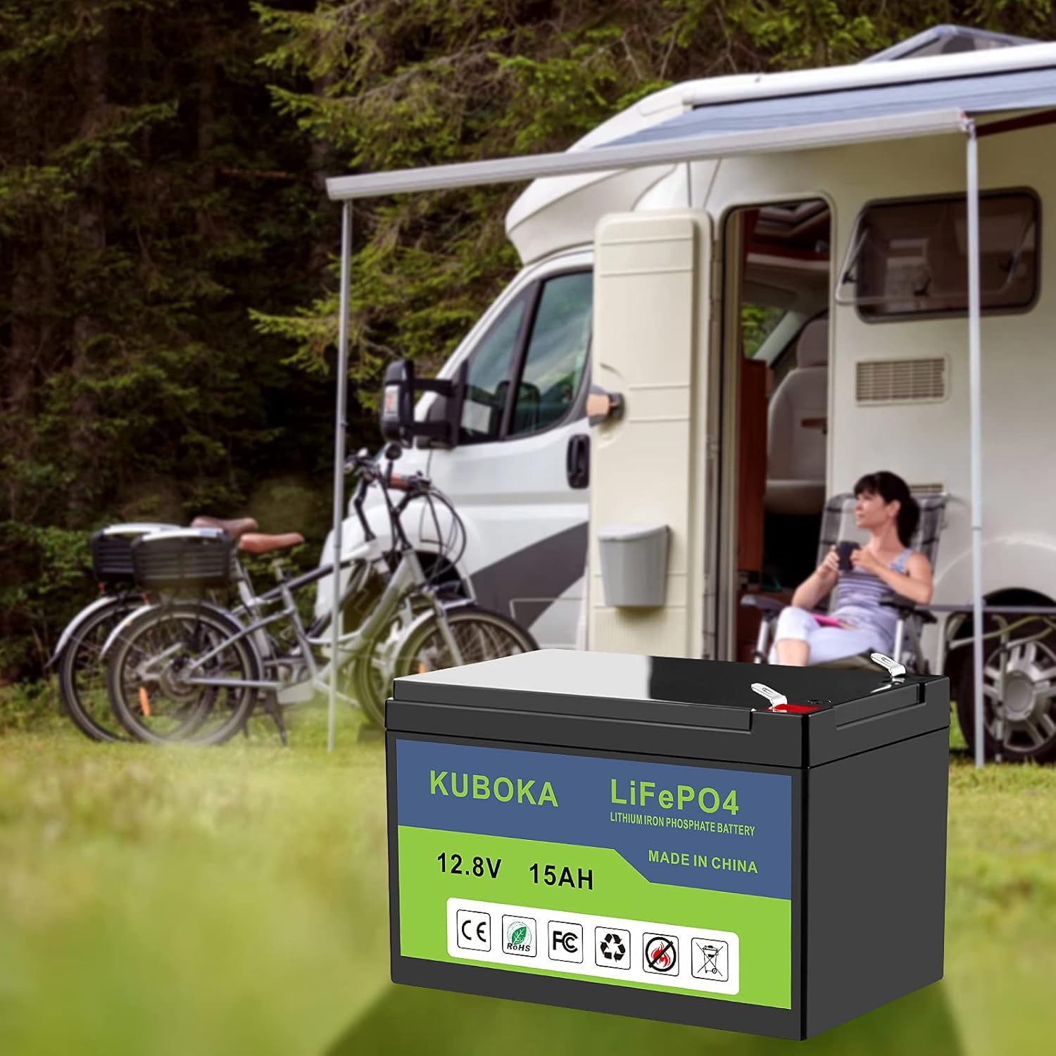 12 Volt Lithium Battery - LiFePO4 Battery | 12V 15Ah Lithium-ion Rechargeable Battery Deep Cycle Replace SLA Lead Acid Battery | Built-in BMS | Perfect for RV, Solar, Off-Grid Applications Pack of 2