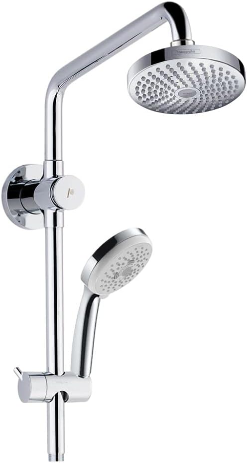 hansgrohe Croma DIY Complete Modern Showerpipe System with Showerhead & H&shower in Brushed Nickel 1.8GPM