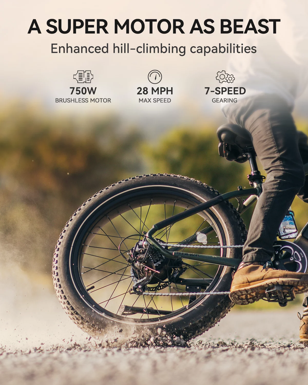 Heybike Brawn Electric Bike for Adults, 750W Fat Tire Ebikes with 48V 18Ah Removable Battery, 26'' Wheel Electric Mountain Bike, Hydraulic Front Fork Electric Bicycles