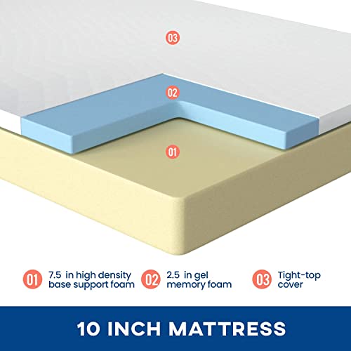 Queen Mattresses, 8 Inch Gel Memory Foam Mattress for Pressure Relief, Medium Firm Queen Mattress in a Box, CertiPUR-US Certified, Fiberglass Free, with Washable Cover