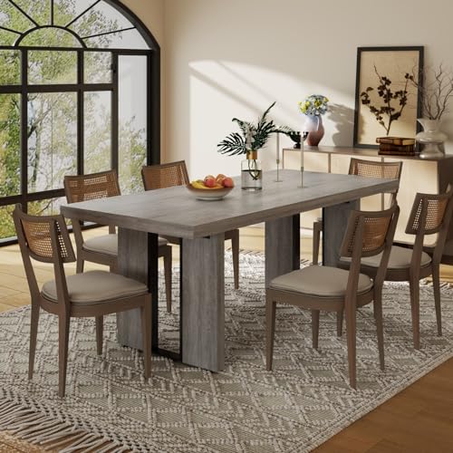 71" Large Dining Table, Rustic Farmhouse Dinner Table for 6 to 8 People, Rectangular Thick Kitchen Table with Heavy Duty Legs for Dining Room (Rustic)