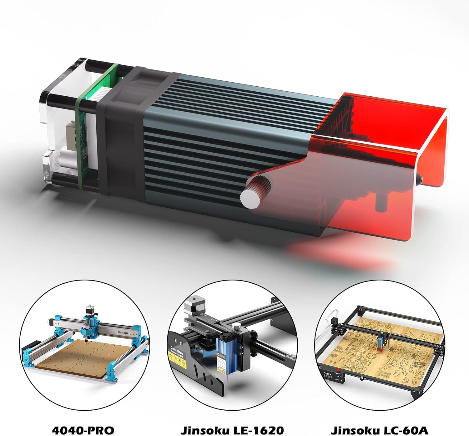 Genmitsu 10W Compressed Spot Laser Module with Air Assist Nozzle, 0.08mm*0.05mm Laser Spot, for Genmitsu 3020-PRO MAX V2, 3030-PROVer MAX, 4040-PRO, 4040 Reno, PROVerXL 6050 Plus, Jinsoku LC-60A